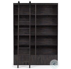 Bane Dark Charcoal Double Bookshelf With Ladder