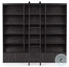 Bane Dark Charcoal Triple Bookshelf With Ladder