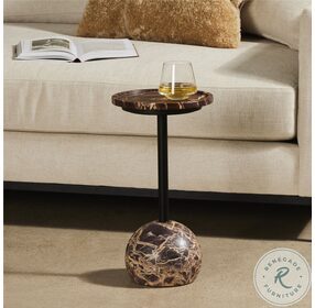 Viola Merlot Marble Accent Table