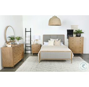 Arini Sand Wash And Grey Queen Upholstered Panel Bed