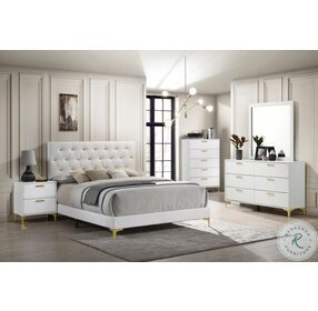 Kendall White Tufted Queen Upholstered Upholstered Panel Bed