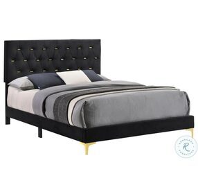 Kendall Black And Gold Tufted Upholstered Panel Bedroom Set