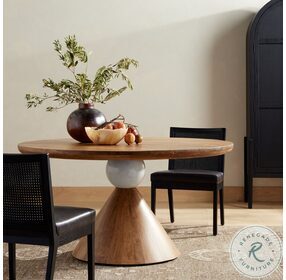 Bibianna Smoked Honey And Honed White Marble Dining Table