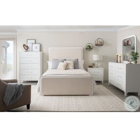 Anastasia Pearl White And Beige Boucle Upholstered King Panel Bed