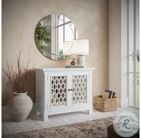 Isabella White 38" Mirrored Accent Cabinet