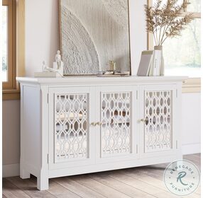 Isabella White 54" Mirrored Accent Cabinet