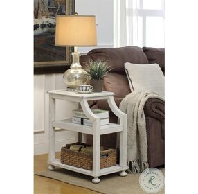 Lilith White Rub Chairside Accent Table