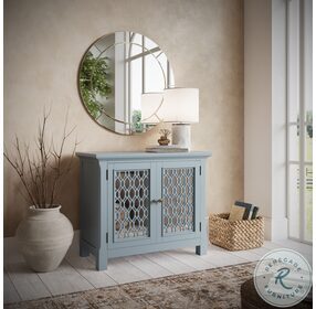 Isabella Blue 38" Mirrored Accent Cabinet
