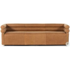 Evie Palermo Cognac Leather 88" Sofa