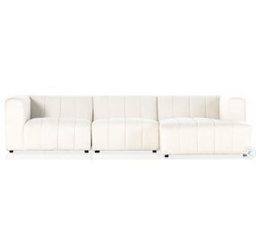 Langham Fayette Cloud Channeled 3 Piece RAF Chaise Sectional