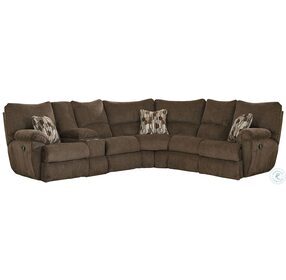 Elliot Chocolate Reclining Console Lay Flat Sectional