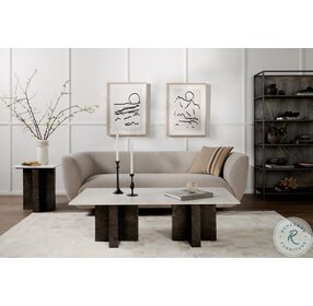 Terrell Raw Black And Polished White Marble Coffee Table
