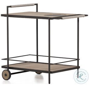 Loring Bronze And Washed Brown Outdoor Bar Cart