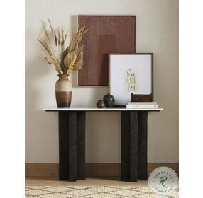Terrell Raw Black And Polished White Console Table