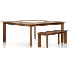 Colima Natural Teak And White Ceramic 67" Outdoor Dining Table