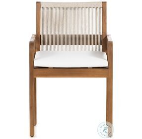 Culver Natural Ivory Natural Teak Ivory Rope Outdoor Dining Arm Chair