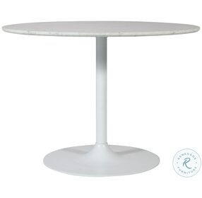 Rowan White Marble 42" Round Pedestal Dining Room Set