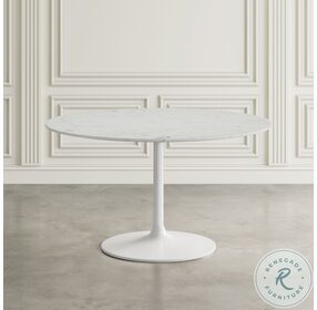 Rowan White Marble 42" Round Pedestal Dining Table