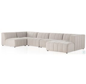 Langham Napa Sandstone Channeled 5 Piece RAF Chaise Sectional