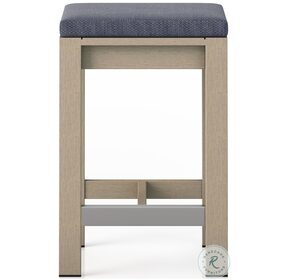 Monterey Faye Navy And Washed Brown Outdoor Counter Height Stool