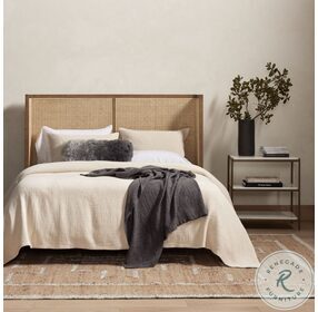 Antonia Toasted Parawood And Light Natural Cane King Panel Bed