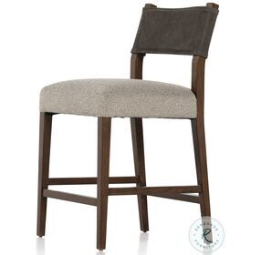 Ferris Nubuck Charcoal Leather Counter Height Stool