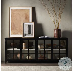 Lexington Black And Tempered Glass Large Sideboard