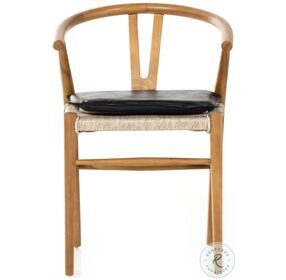 Muestra Pebble Black And Natural Teak Outdoor Dining Chair With Cushion