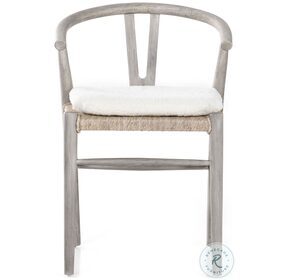 Muestra Cream Shorn Sheepskin And Weathered Grey Teak Outdoor Dining Chair With Cushion