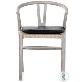 Muestra Pebble Black And Weathered Grey Teak Outdoor Dining Chair With Cushion