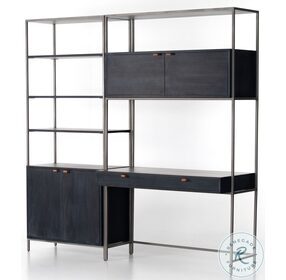 Trey Black Modular Wall Home Office Set With Bookcase