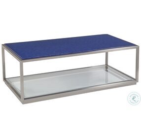 Signature Designs Blue And Brushed Stainless Steel Ultramarine Rectangular Occasional Table Set