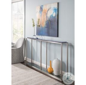 Signature Designs Blue And Brushed Stainless Steel Ultramarine Console Table