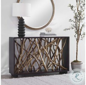 Teak Maze Walnut And Natural Console Table