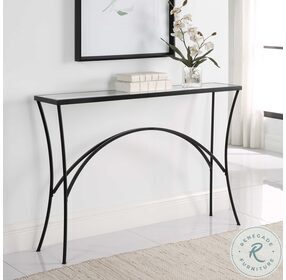 Alayna Satin Black Glass Top Console Table