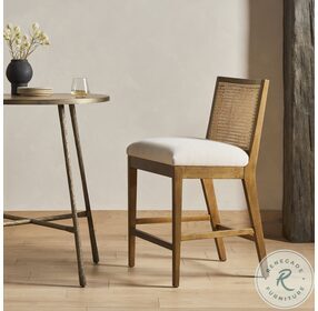 Antonia Savile Flax And Solid Parawood Counter Height Stool