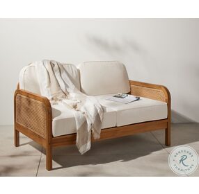 Merit Natural Ivory and Faux Rattan Outdoor Loveseat