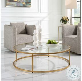 Radius Antique Gold Glass Top Cocktail Table