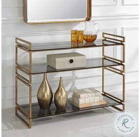 Stacked Up Antique Gold And Smoked Gray Console Table