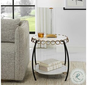 Chain Link White Marble Side Table