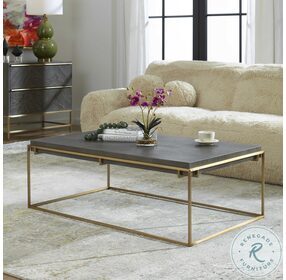 Surround Dark Walnut And Brushed Brass Cocktail Table