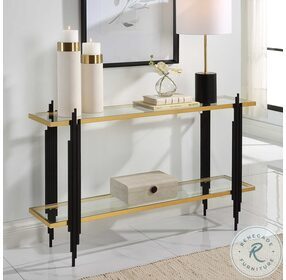 Empire Gold Leaf And Matte Black Console Table