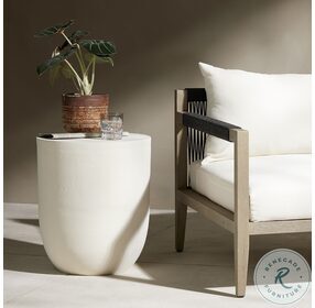 Basil Matte White Outdoor Drink Table