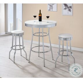 Theodore White And Chrome Upholstered Top Bar Stool Set of 2