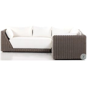 Como Ivory And Natural Woven Outdoor 3 Piece Sectional