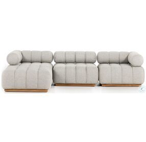 Roma Natural Teak And Faye Ash Outdoor 3 Piece Sectional With Ottoman