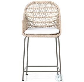 Bandera Vintage White Outdoor Counter Height Stool With Cushion