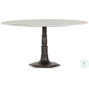 Lucy Carbon Wash And White Marble Round 60" Dining Table
