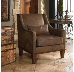 Clay neutral Tanned Leather Accent Chair