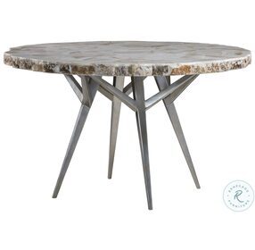 Signature Designs Fossilized Shell And Silver Seamount Round Dining Room Set